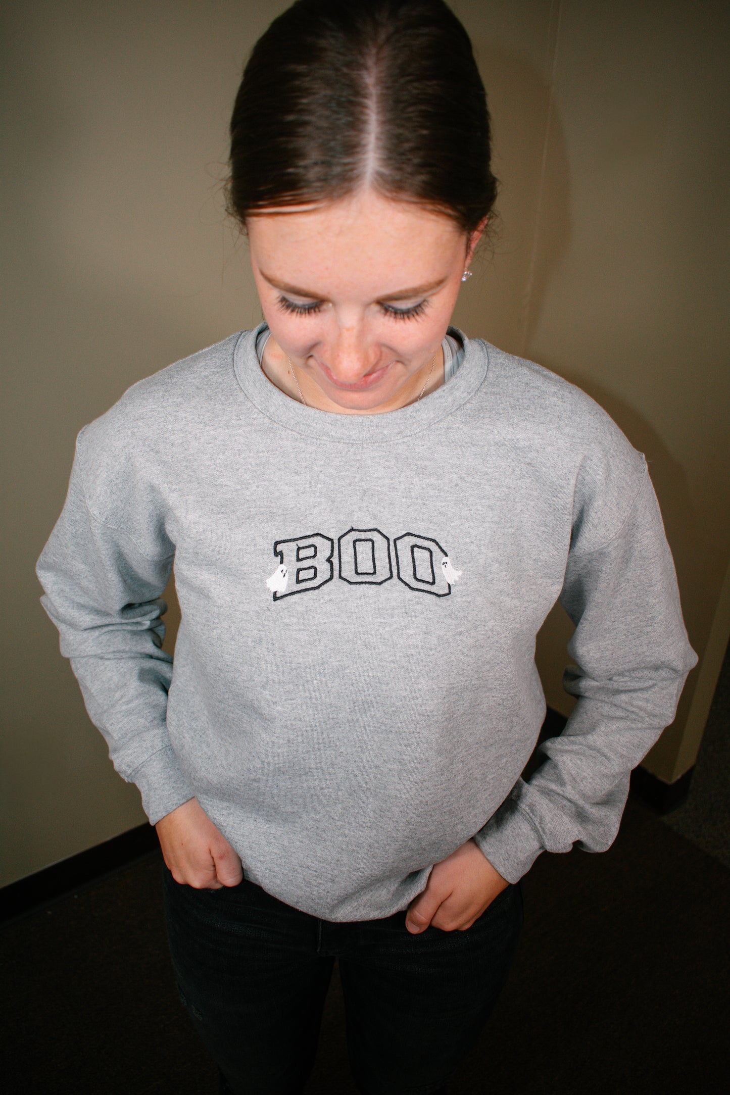 Boo Embroidered Crewneck